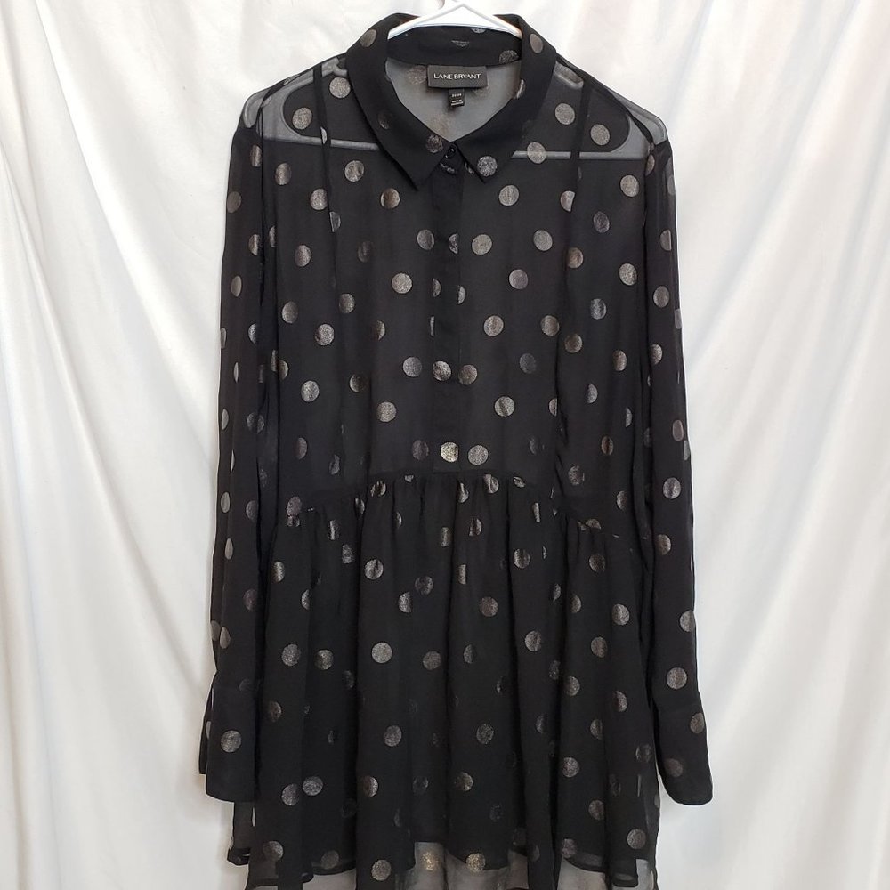 Layne Bryant 22 24 Baby Doll Blouse Long Sleeve